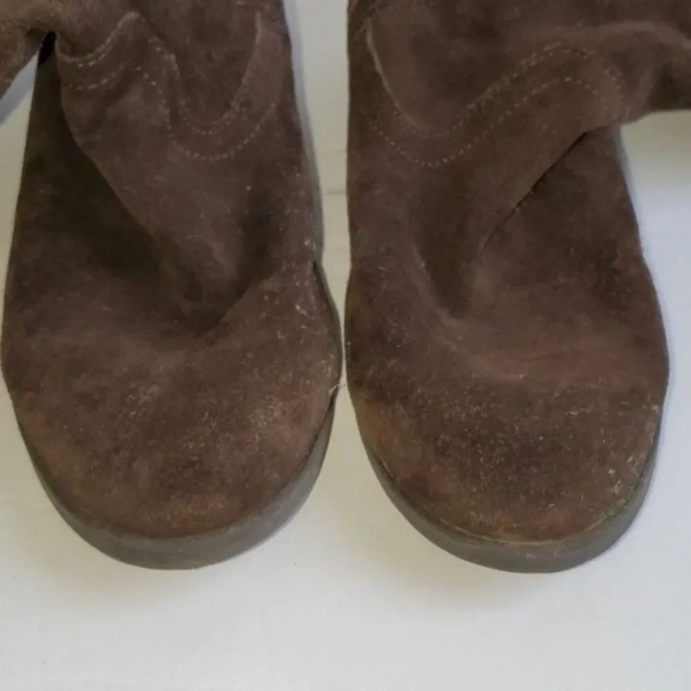 Lands End Boots Suede Leather Brown Sweater Top Winter Snow Kids Size 3 M YOUTH